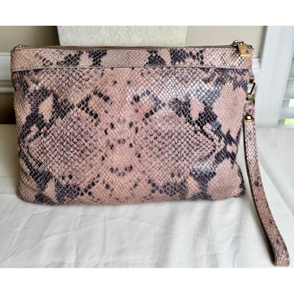 Mob Wife Laura Di Maggio Italy Suede Snakeskin‎ Embossed Leather Clutch Bag